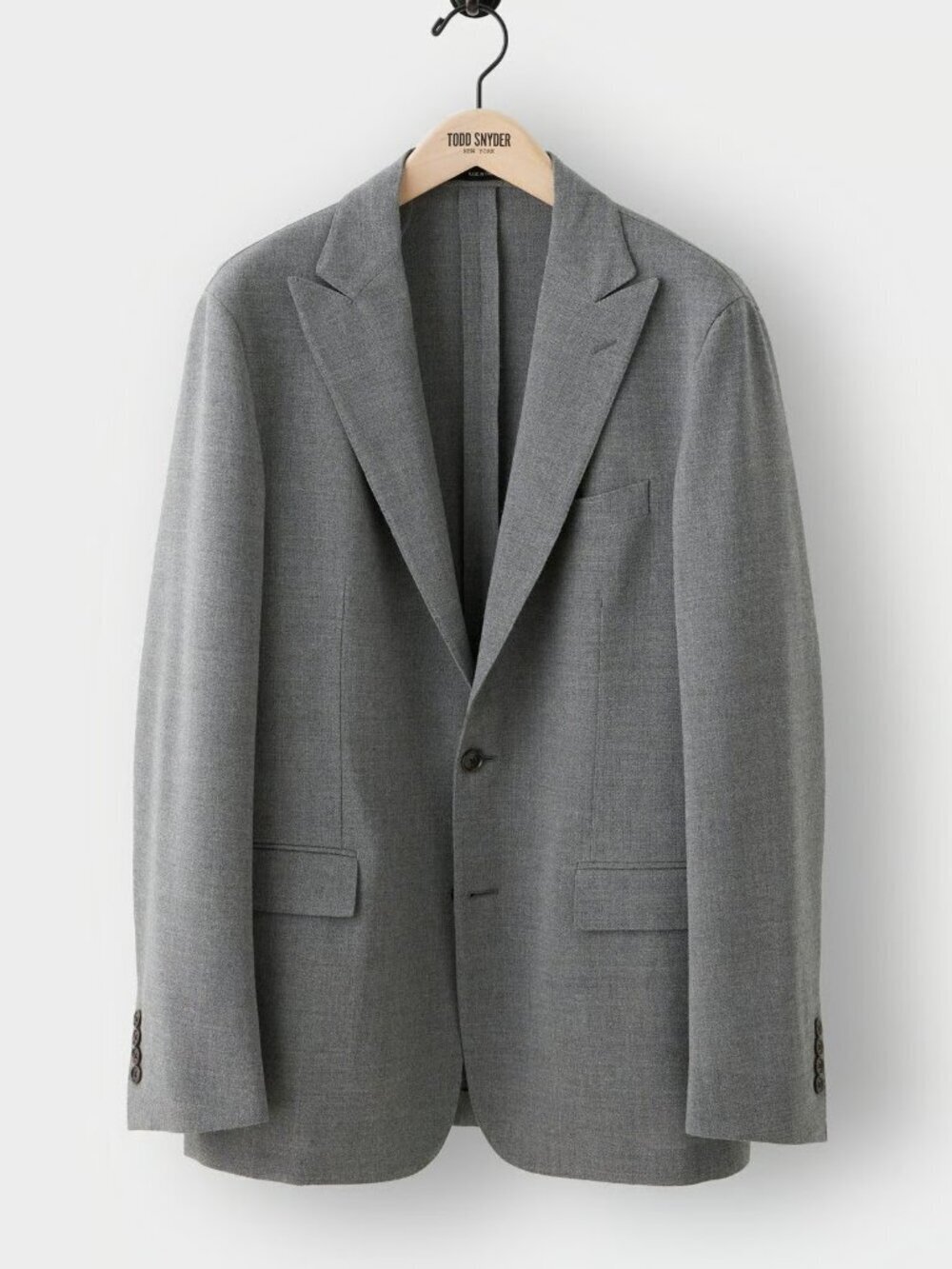 TODD SNYDER Charcoal Grey Italian Wool Hopsack Peak Lapel Sport Coat, Size 44R - Picture 2 of 15